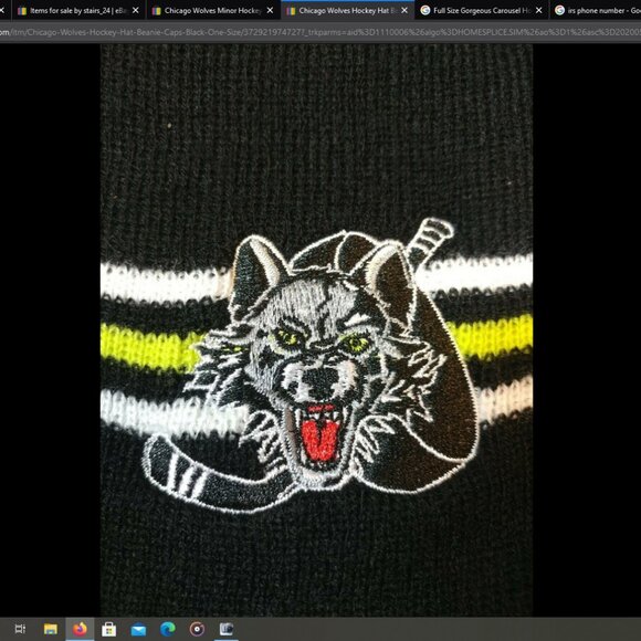 Chicago Wolves Hockey Hat Beanie Caps Black One Size - Picture 3 of 4